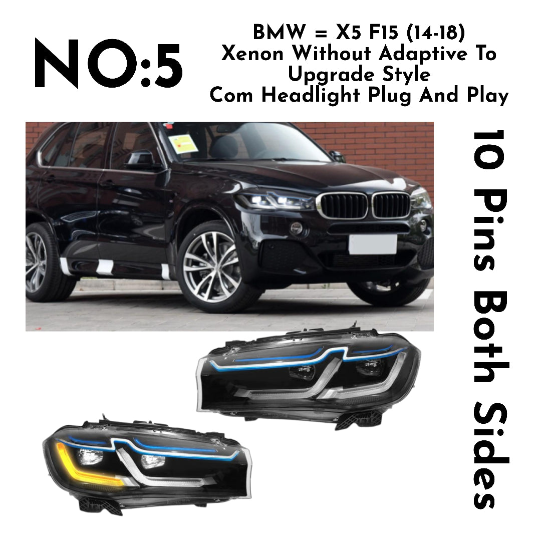 Complete Headlight Assy Set (Upgrade To Xenon) Plug And Play No Need To Change Bumper Compatible With BMW F15 (2014-18) Tag No.5
