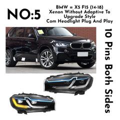 Complete Headlight Assy Set (Upgrade To Xenon) Plug And Play No Need To Change Bumper Compatible With BMW F15 (2014-18) Tag No.5