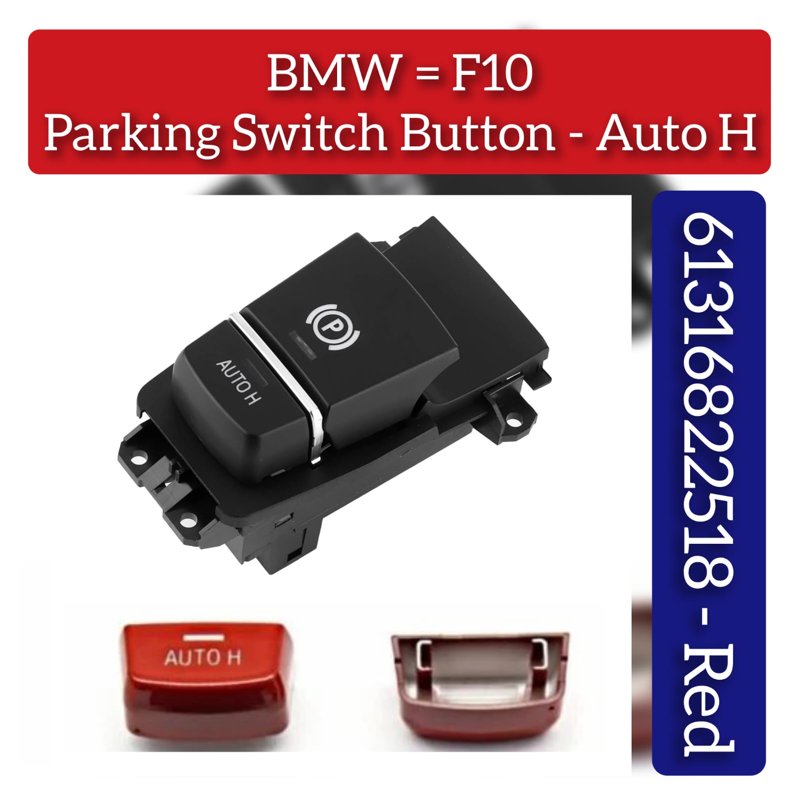 Parking Brake Button Switch Cover Black 61316822518-1 Compatible with BMW 5 Series F10  & 6 Series F12 & X3 F25