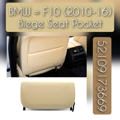 Beige Seat Storage Pocket Cover 52109173669 Compatible With BMW 5 Series F10 T-1 (Llastic Fitting)