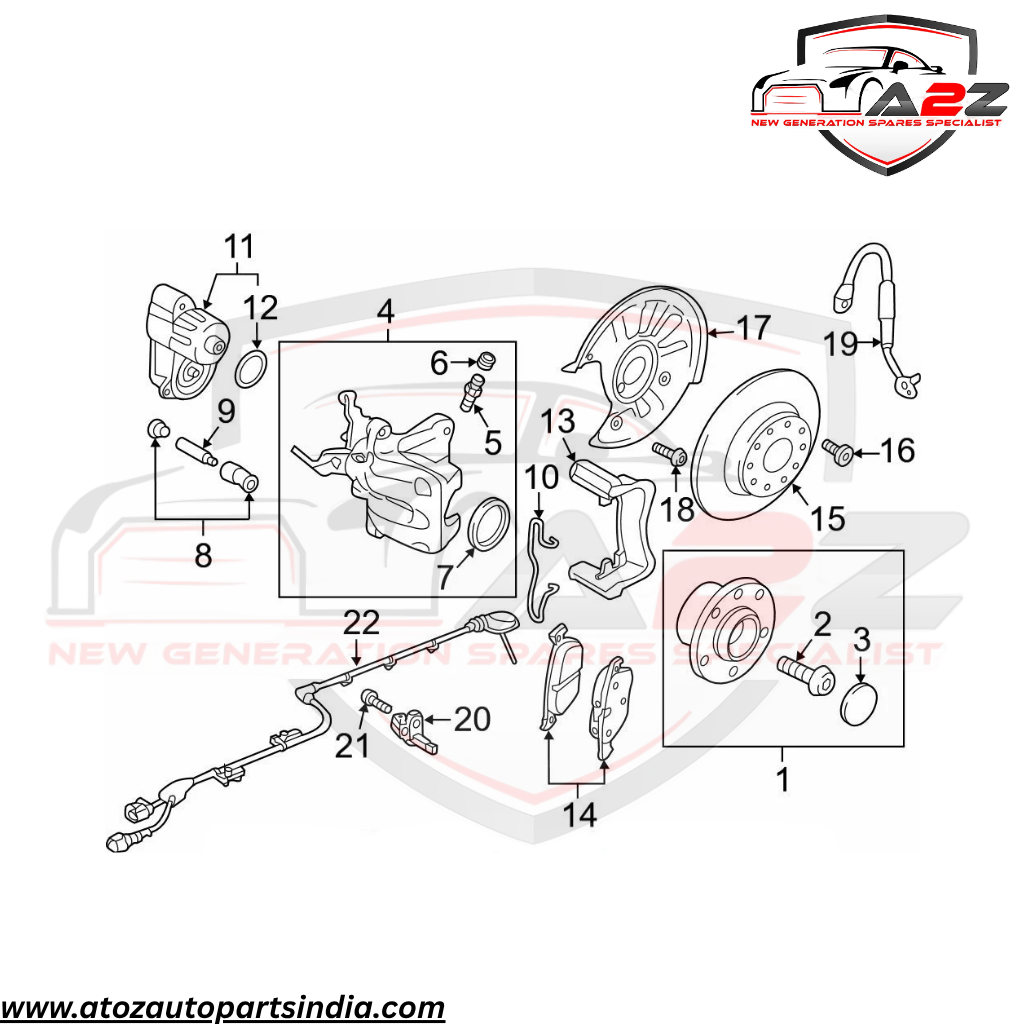 Rear Left/Right ABS Wheel Speed Sensor Black WHT003864 WHT003864D Compatible With AUDI A3 Convertible (8V7, 8VE) | A3 / S3