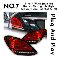 Upgrade Complete Tail Light Assy Set (Upgrade Normal To LED Upgrade) Plug And Play No Need To Change Bumper Compatible With Mercedes Benz W205 (2015-18) Tag No.7