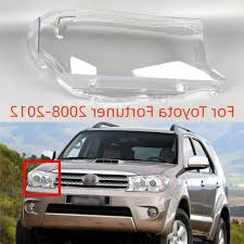 Car Headlight Lens Cover Front Transparent Lampshade Headlamp Cover compatible for Toyota Fortuner 2008-12.