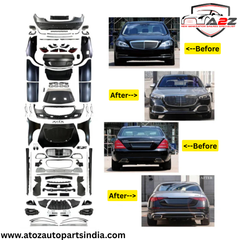 A To Z Compatible With Mercedes Benz S Class W221 (2006-2014) Upgrade Facelift Convert To W223 2024 Lci Maybach Bumper Body Kit Hood Fender Skirts Headlight Taillight Glass With Door (Shipping Cost Not Included In Price)