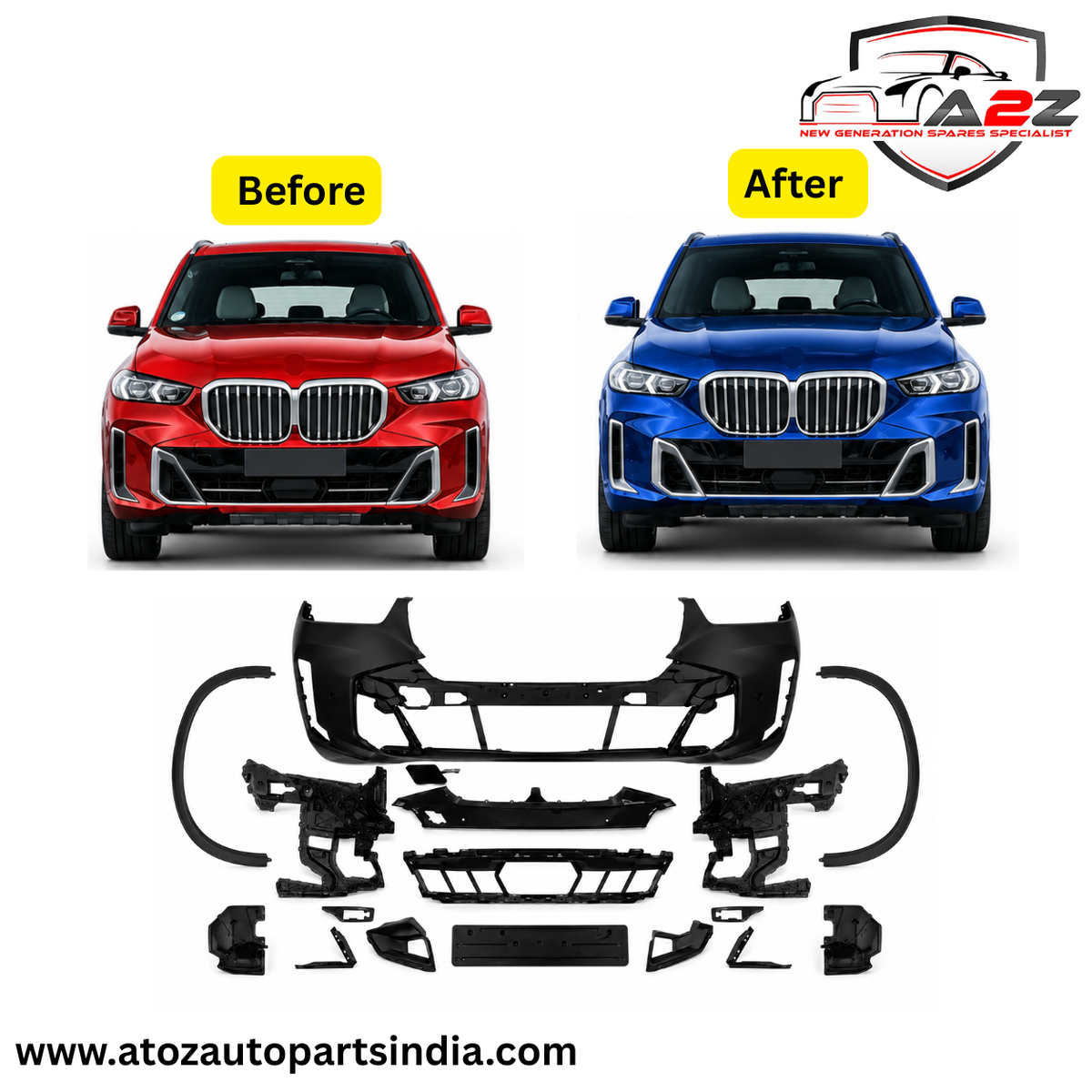 Front Bumper Body Kit Compatible with BMW X5 G05 LCI 2023 To M Sport Mp M Performance Mt M Tech Upgrade |  (Shipping Cost Not Included In Price)