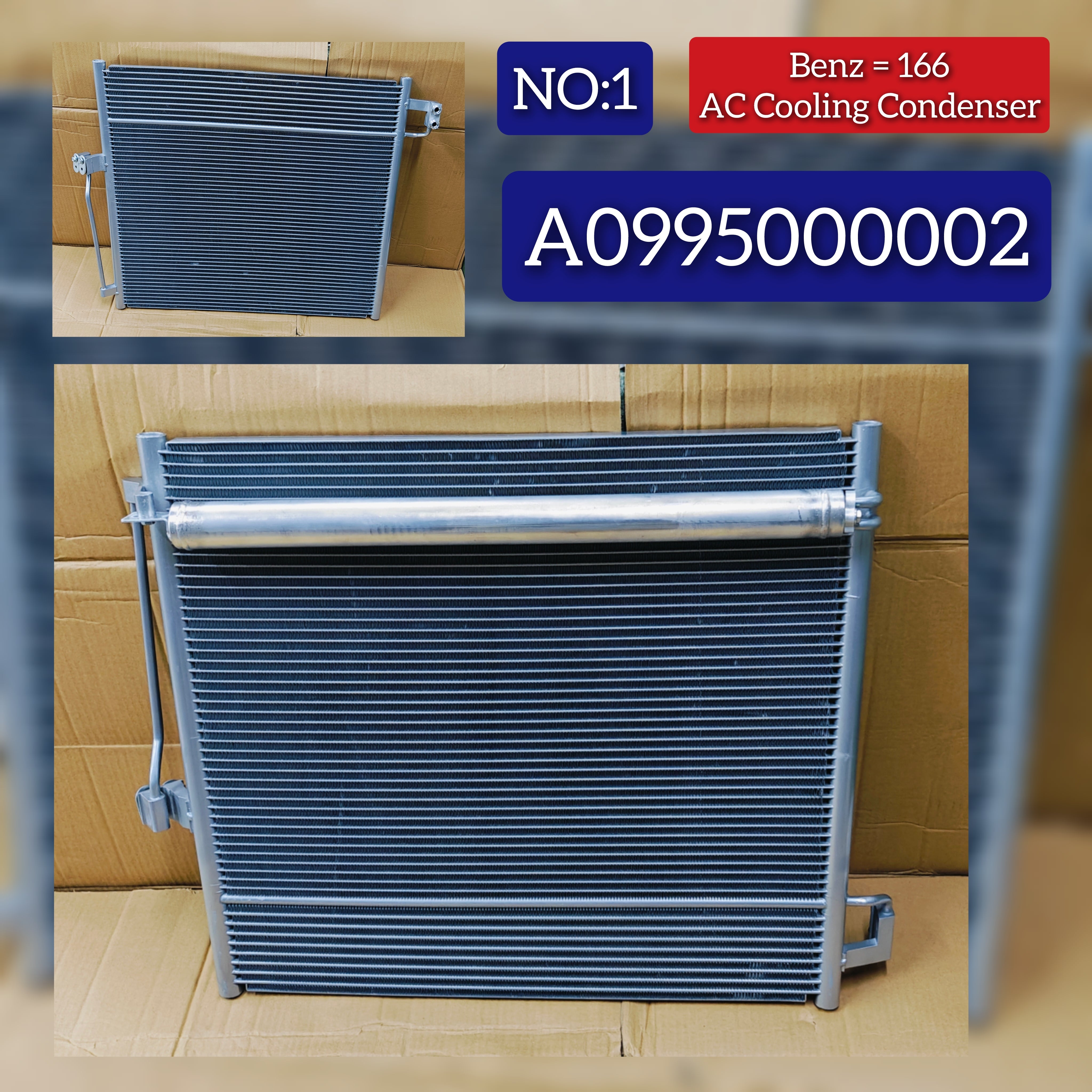 AC Condenser A0995000002 Compatible with MERCEDES-BENZ GL-CLASS (X166) & GLE (W166) &  GLS (X166) & M-CLASS (W166) (642/651)