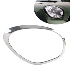 Headlight Chrome Bezel Ring Trim Left 51139801573 & Right 51139801574 Compatible With MINI MINI COUNTRYMAN (R60) (Glossy Silver 2011-2016)