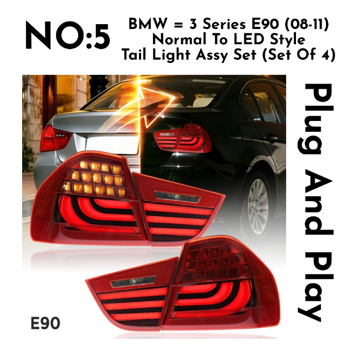 Upgrade Complete Tail Light Assy Set (Upgrade Normal To LED Upgrade) Plug And Play No Need To Change Bumper Compatible With BMW E90 (2008-12) Tag No.5