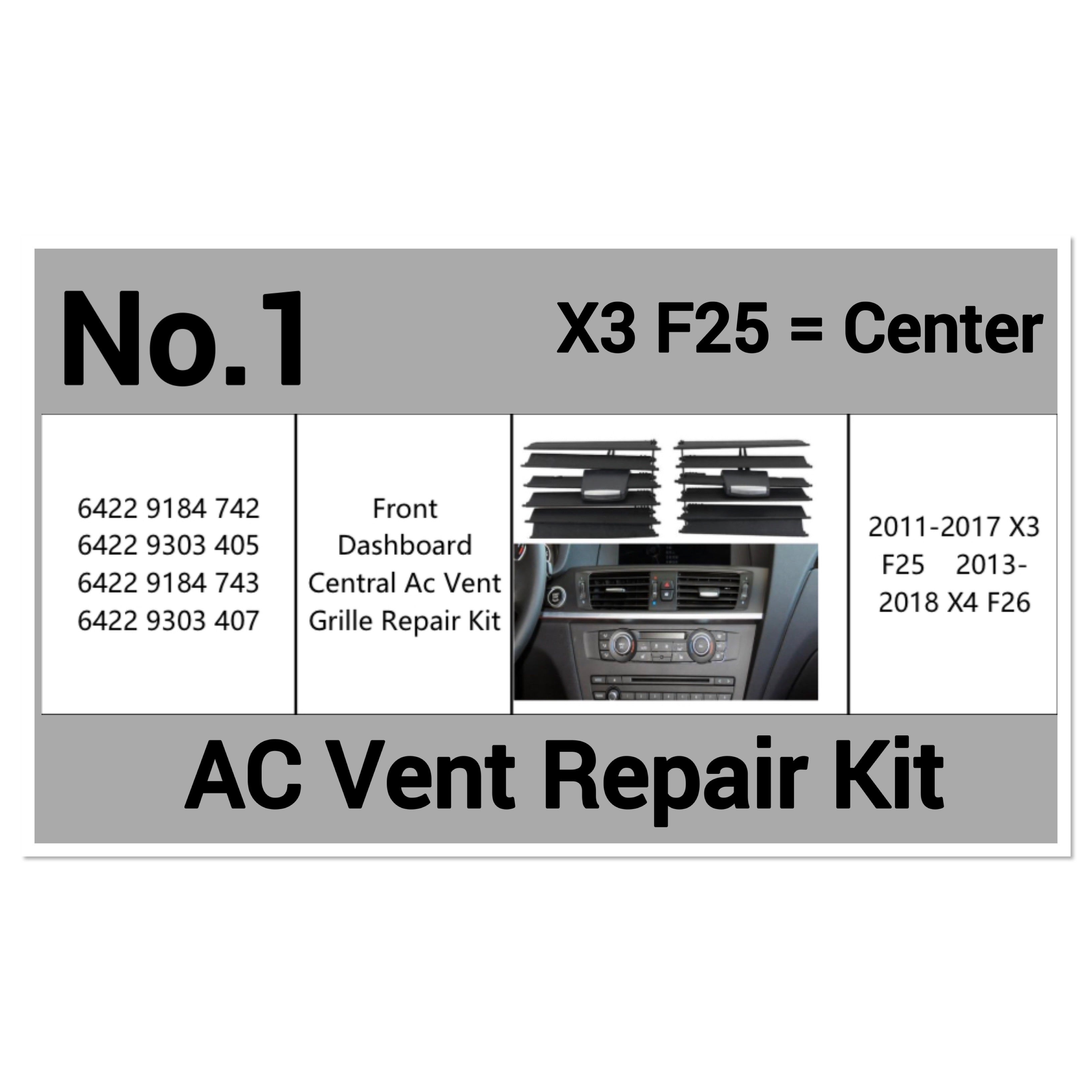 Center AC Conditioner Air Vent Grill Outlet Tab Clip Repair Kit 64229184742 64229303405 Compatible With  X3 F25 2011-2017 & X4 F26 2013-2018 Tag-ACR-01