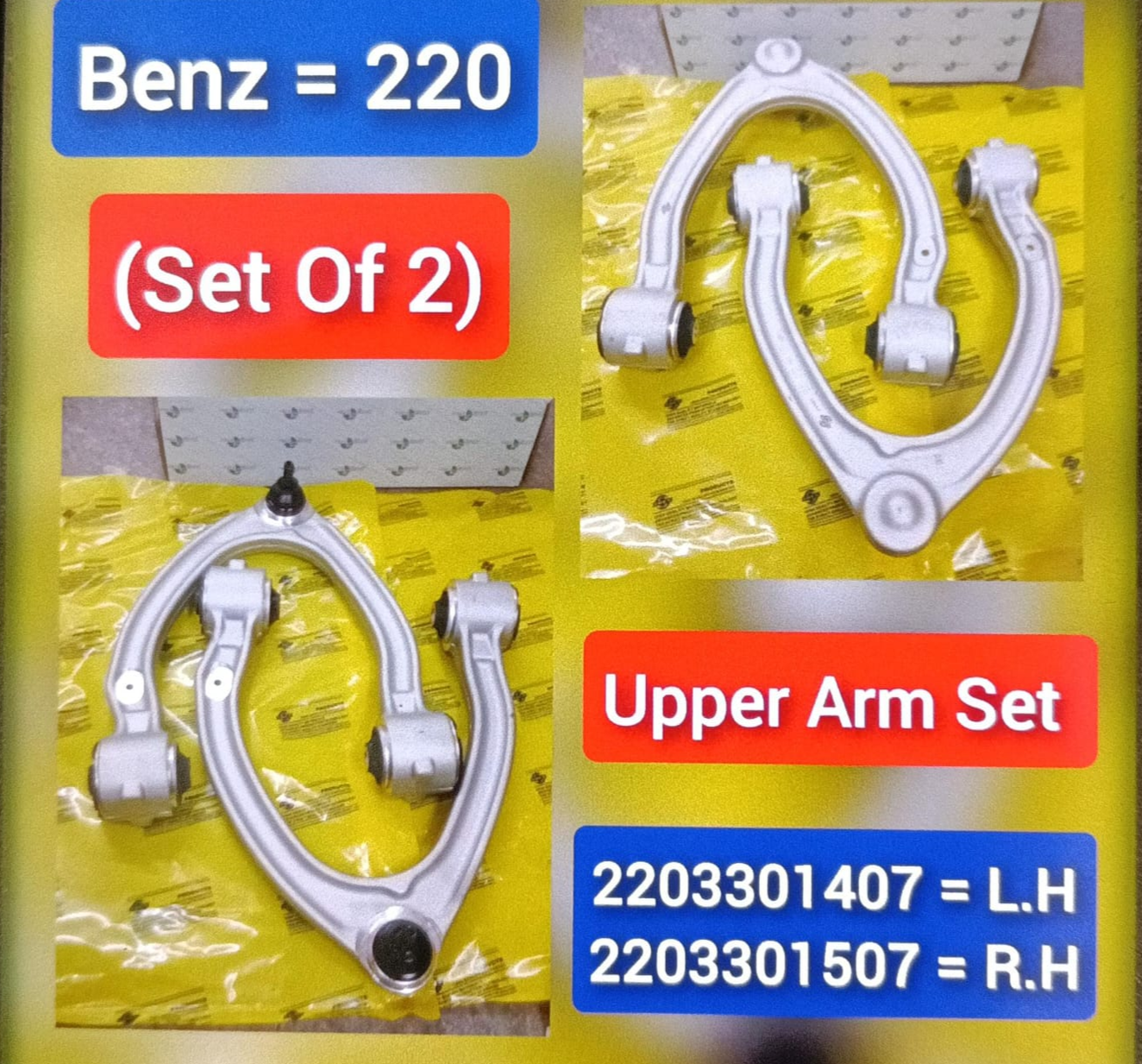 Front Upper Control Arm (Set Of 2) Left 2203301407 & Right  2203301507 Compatible with MERCEDES-BENZ S-CLASS (W220)