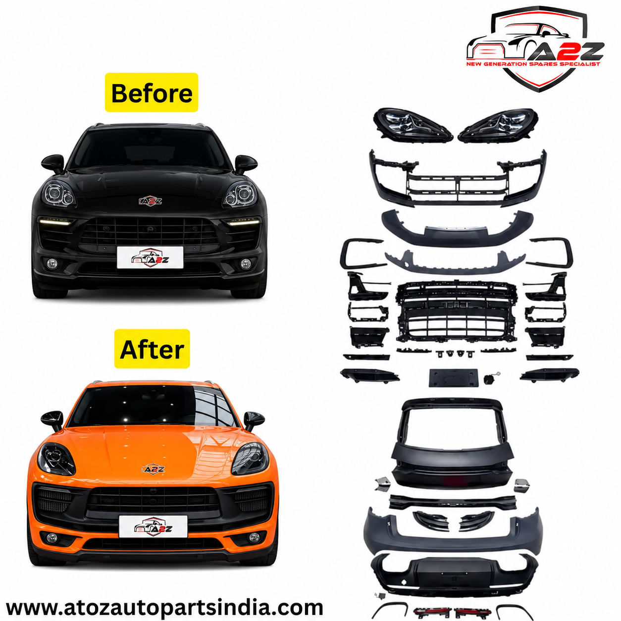 Conversion Bumper Kit Compatible With Porsche Macan (2014-2017)  Upgrade  To Porsche Macan 2024 (Shipping Cost Not Included In Price)
