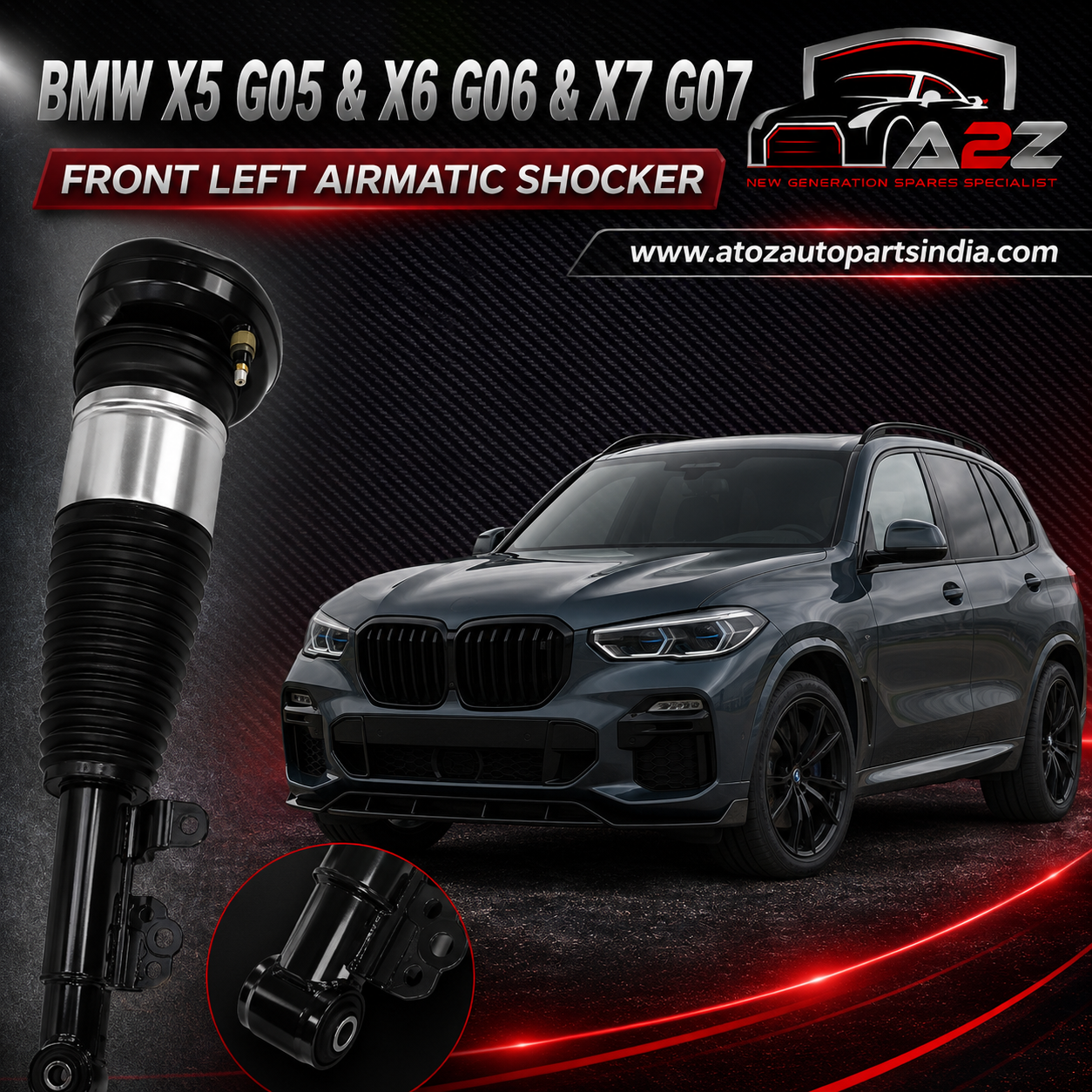 Front Left  Air Suspension Shock Absorber Strut 37106869035 37106869029 37106869031 37106892425 Compatible With BMW BMW X5 G05 & X6 G06 & X7 G07