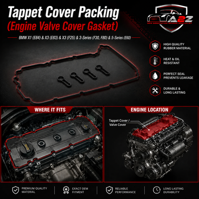 Tappet Cover Packing (Engine Valve Cover Gasket) 11127807017 Compatible With BMW X1 (E84) & X3 (E83) & X3 (F25) & 3-Series (F30, F80) & 5-Series (E60) Tag No.34