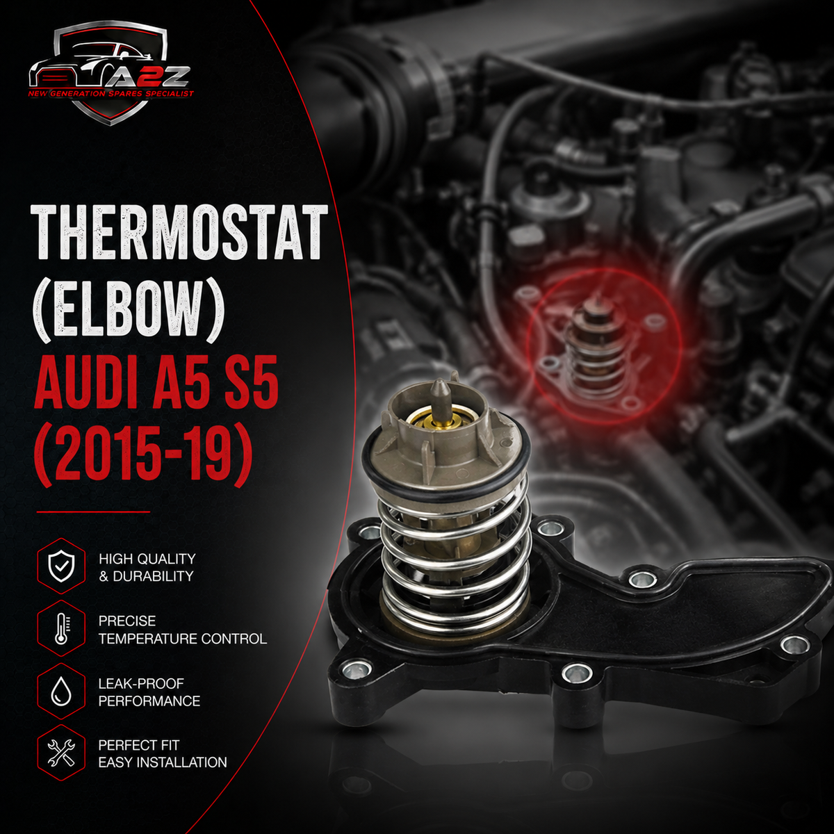 Thermostat (Elbow) 06E121111AT 06E121111AN 06E121111AR 06E121111AS Compatible With AUDI A5 Sportback (8TA) | A5 / S5