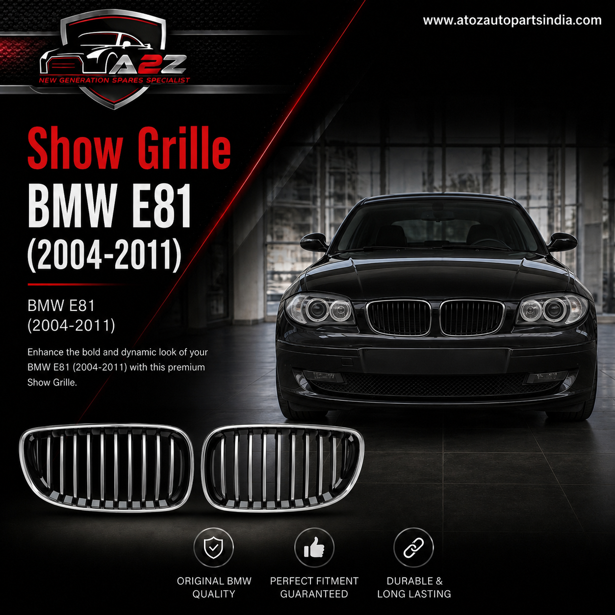 Show Grille Left 51137077129 & Right 51137077130 Compatible With BMW E81 (2004-2011)