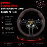 Dark Brown Smooth Leather Steering Wheel Compatible With Porsche All Models
