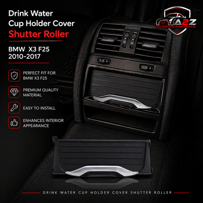 Black Central Console Drink Water Cup Holder Cover Shutter Roller 51169301722 Compatible With BMW  X3 F25 2010-2017