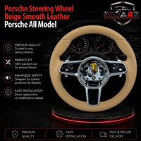Beige Leather Steering Wheel Compatible With Porsche Models