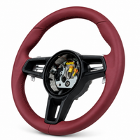 Burgundy Leather Steering Wheel Compatible With Porsche All Models