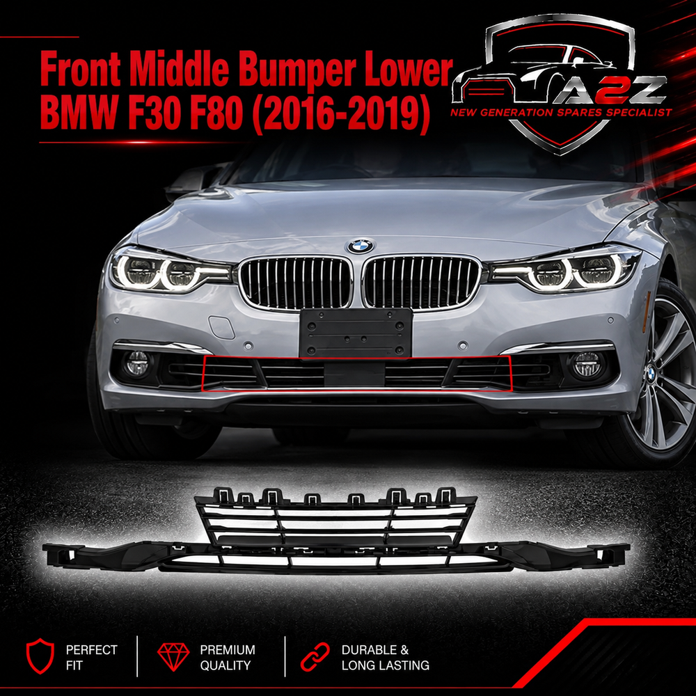 Front Middle Bumper Lower Center Mesh Bezel Grille 51117386152 Compatible With BMW 3 Series (F30, F80) (2016-2019) Tag-BG-83