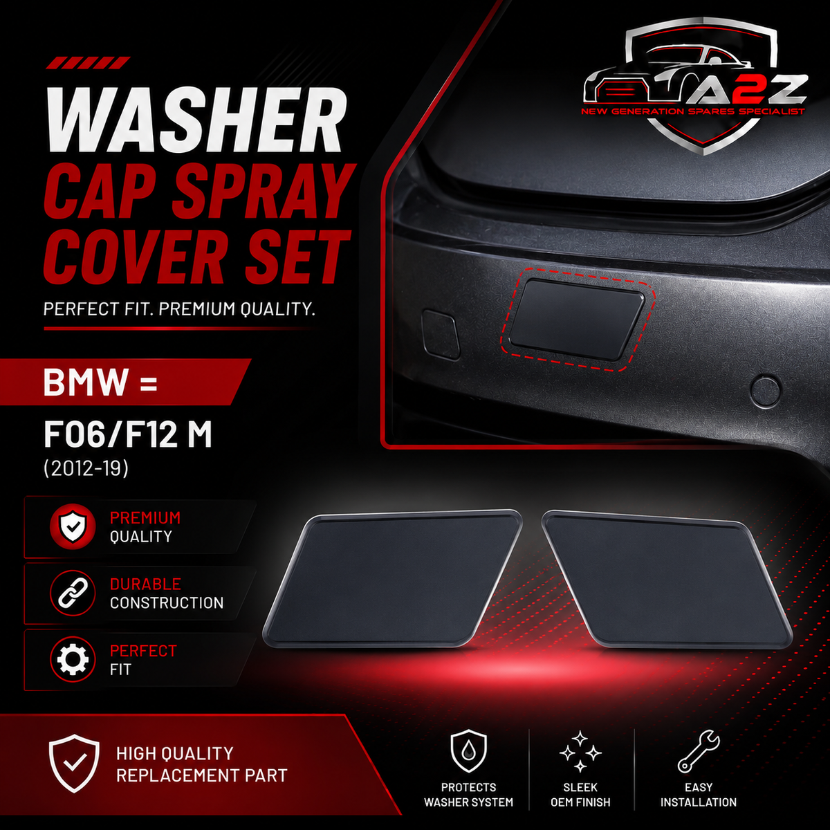 Washer Cap Set Left 51118052711 & Right 51118052712 BMW F06 F12 M (2012-2019)Tag No.580