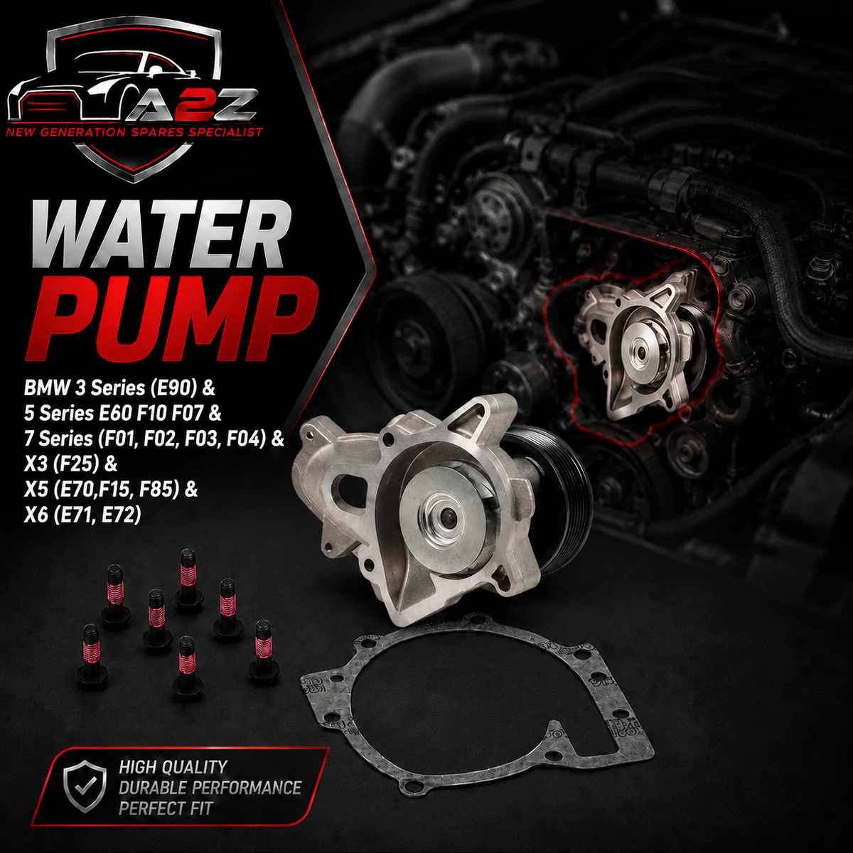 Water Pump 11517790135 11517790322 11517790471 11517790472 11517791833 11517791834 11517788305 Compatible With BMW 3 Series  (E90) & 5 Series E60 F10 F07 & 7 Series (F01, F02, F03, F04) & X3 (F25) & X5 (E70,F15, F85) & X6 (E71, E72) Tag-W-73