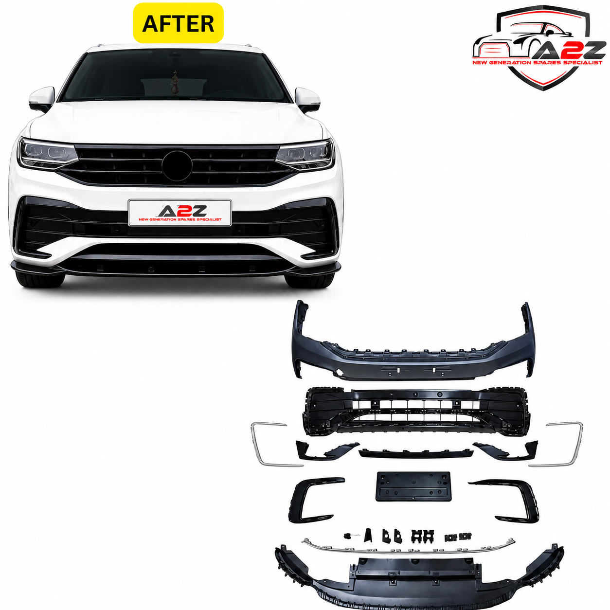 Front Bumper Body Kit Compatible With Vw Volkswagen Tiguan 2021-2023 Upgrade To R Line Style (Shipping Cost Not Included In Price)
