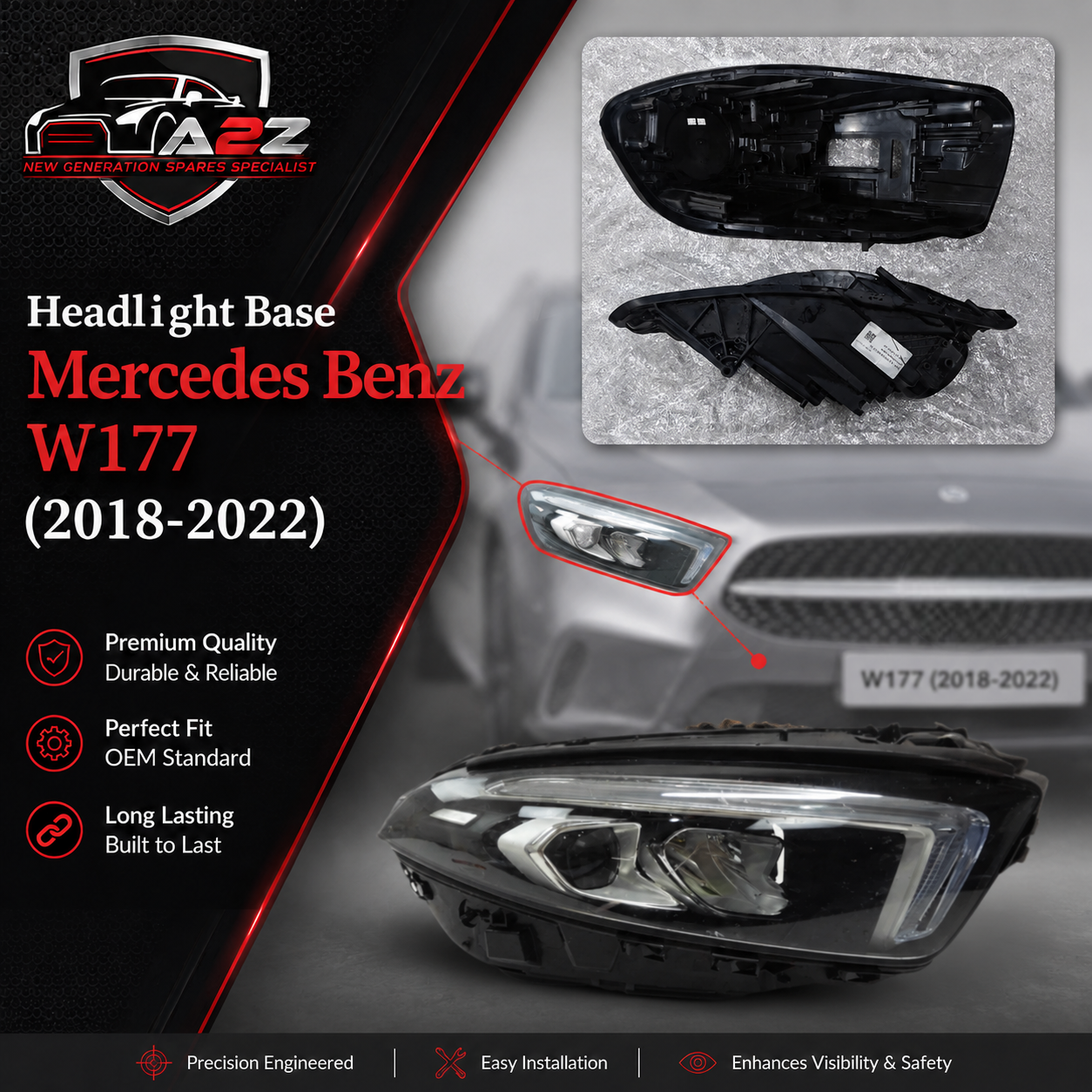 HeadLight Base Compatible With Mercedes Benz W177 (2018-2022) Tag No.119