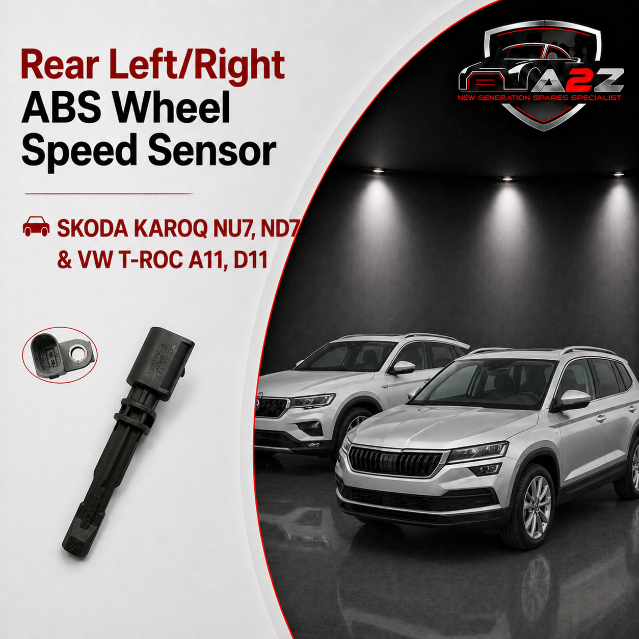 Rear Left/Right ABS Wheel Speed Sensor WHT007147A WHT007147B Compatible With SKODA KAROQ NU7, ND7 & VW T-ROC A11, D11