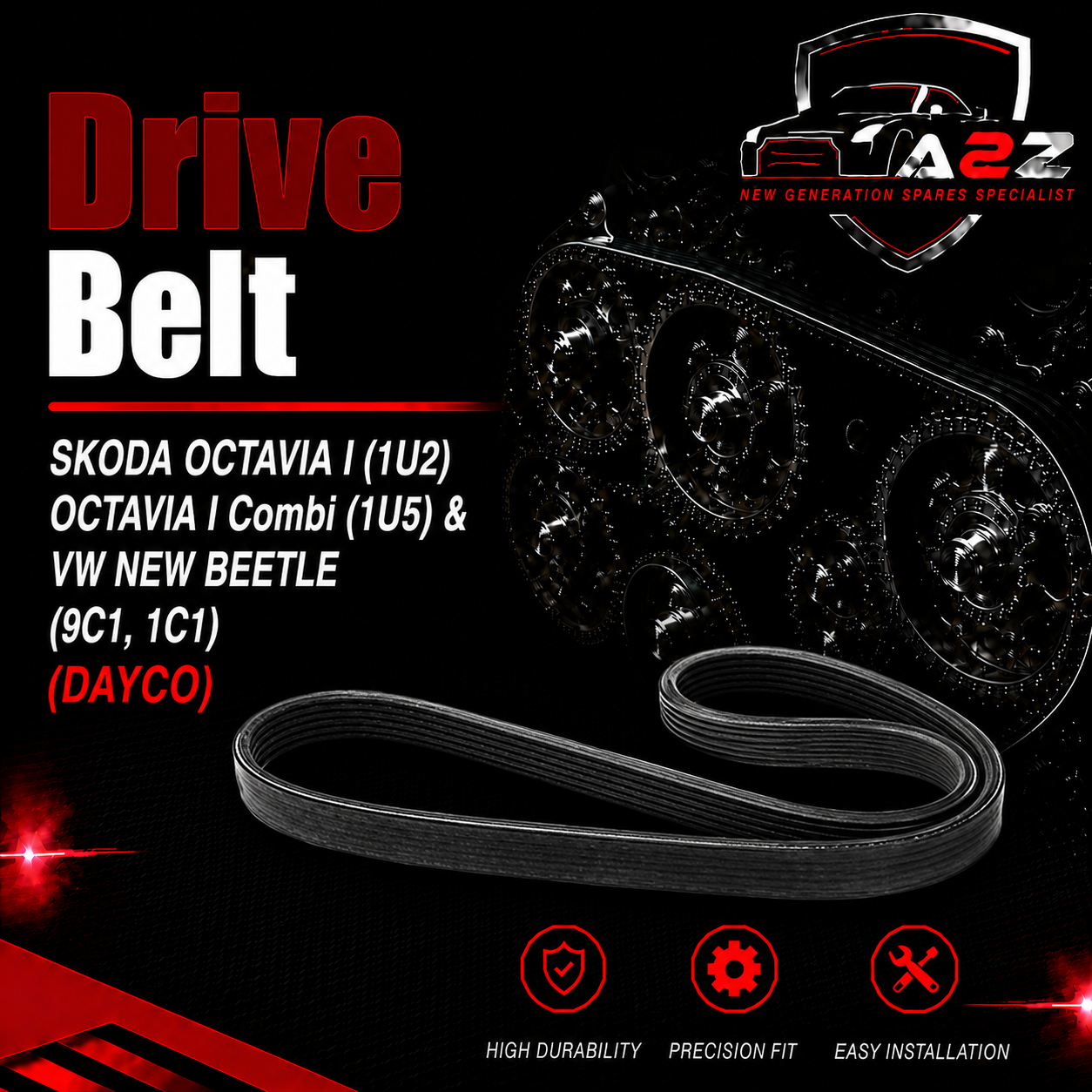 Belt 6DPK1200 06A260849  06A260849B 06A260849C 06A260849E Compatible With SKODA OCTAVIA I (1U2) OCTAVIA I Combi (1U5) & VW NEW BEETLE (9C1, 1C1) Tag-BEL-48