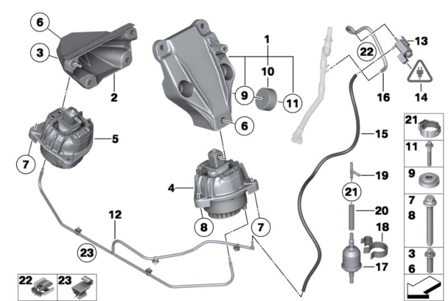 Front Engine Mount 22116777371 Compatible With BMW 5 Series F10 & 5 Gran Turismo F07 & 6 Coupe F13 & 6 Gran Coupe F06 & 7 Series F01, F02, F03, F04 530D / 730D