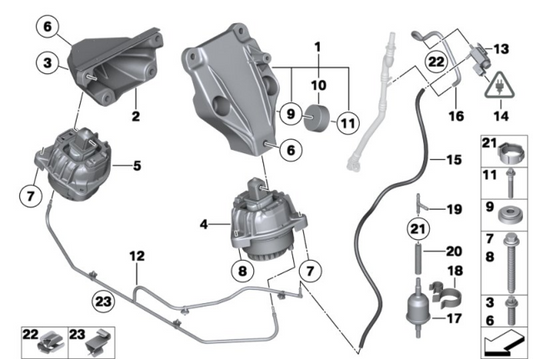 Front Engine Mount 22116777371 Compatible With BMW 5 Series F10 & 5 Gran Turismo F07 & 6 Coupe F13 & 6 Gran Coupe F06 & 7 Series F01, F02, F03, F04 530D / 730D