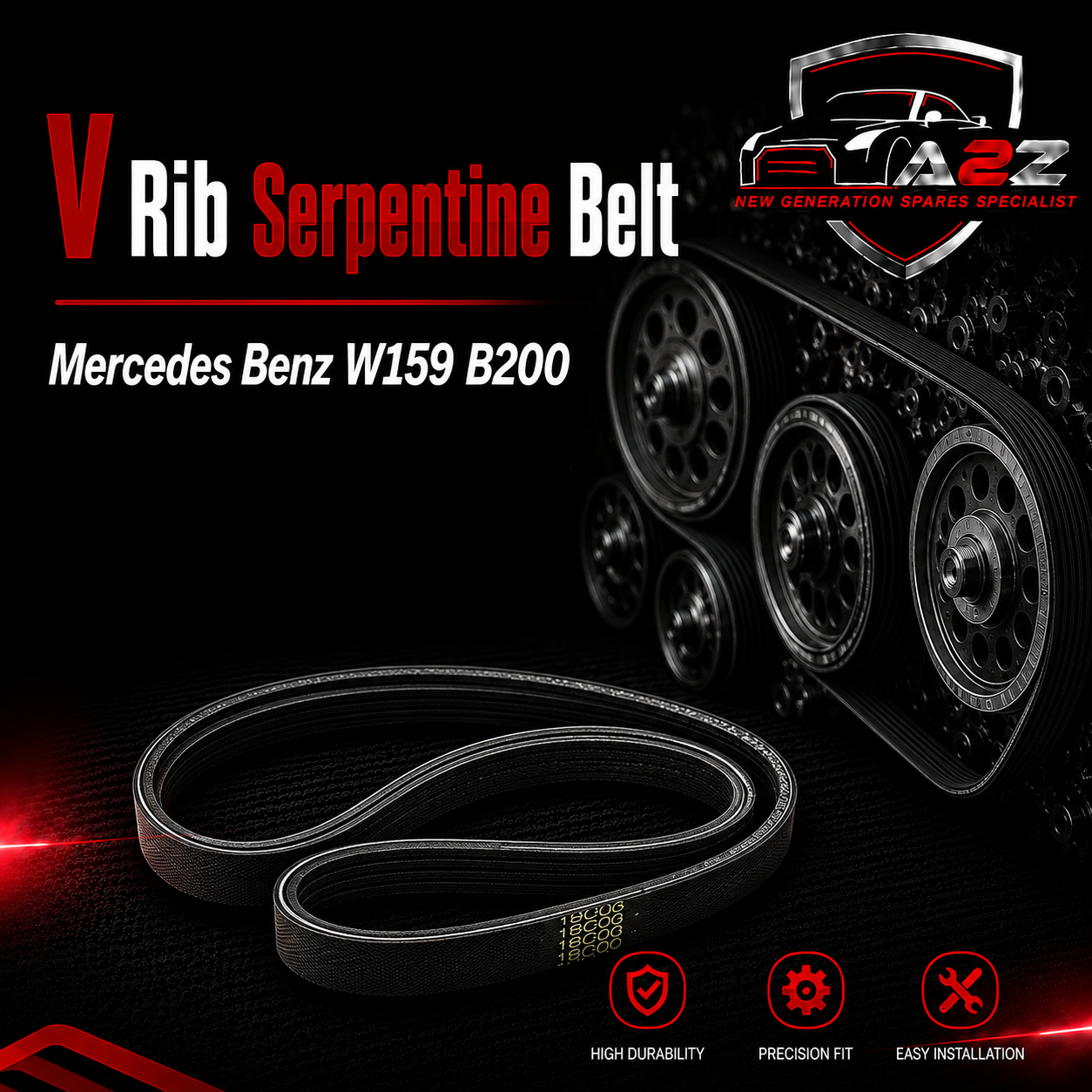 V-ribbed Serpentine Belt 0159974892 Compatible With Mercedes Benz W159 B200