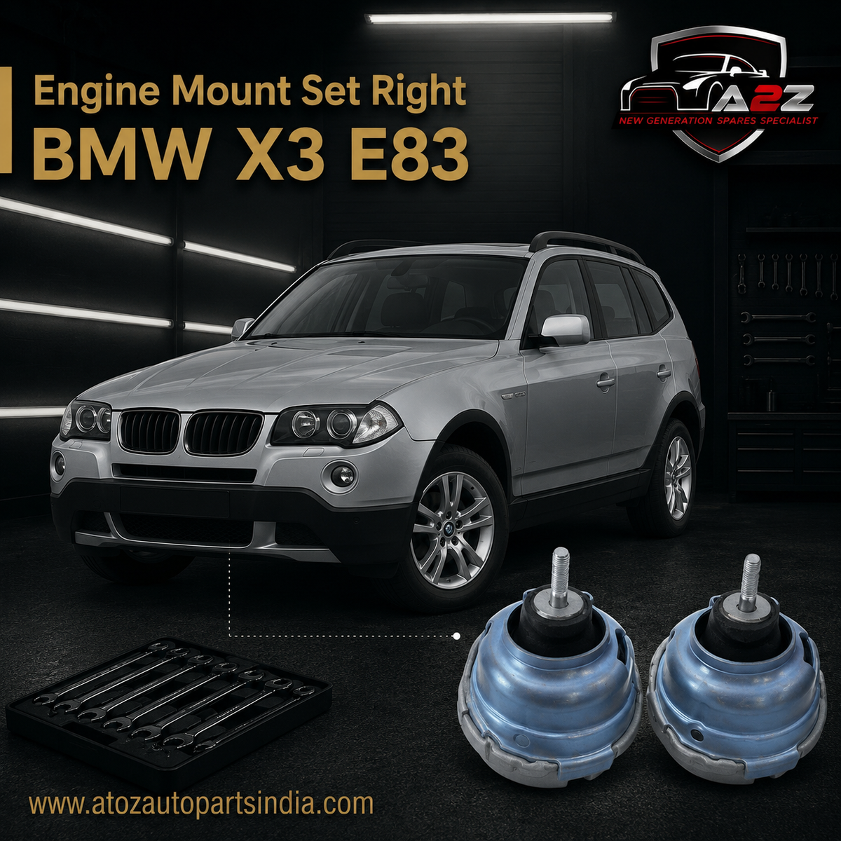 Engine Mount Set Right 22113400336 22113421296 Compatible With BMW X3 E83