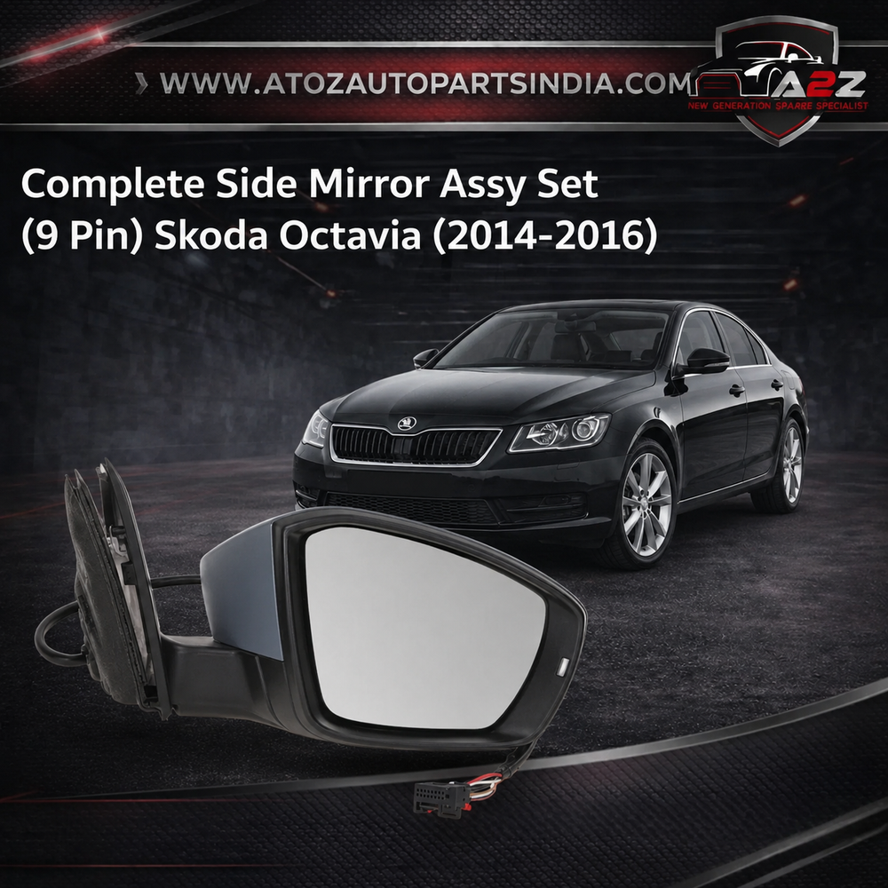 Complete Side Mirror Assy Set (9 Pin) Left 5E1857507P & Right 5E1857508P Compatible With Skoda Octavia (2014-2016) Tag No.182
