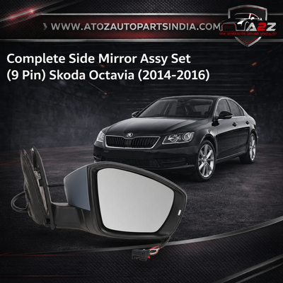 Complete Side Mirror Assy Set (9 Pin) Left 5E1857507P & Right 5E1857508P Compatible With Skoda Octavia (2014-2016) Tag No.182