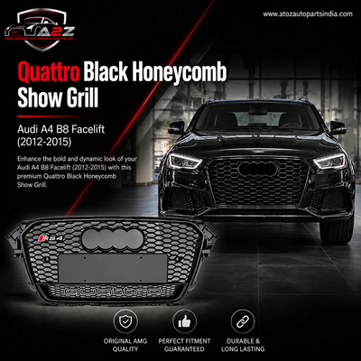 RS4 Quattro Black Honeycomb Show Grill Compatible With Audi A4 B8 Facelift (2012-15) Tag No.16