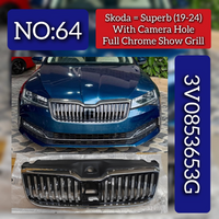 Full Chrome Show Grill With Camera Hole 3V0853653G 3V0853761B 3V0853343A Compatible With Skoda Superb (2019-2024) Tag No.64