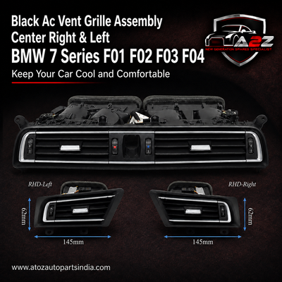 Black Ac Vent Grille Assembly Center 64229115860 & Right 64229115862 & Left 64229115861 Compatible With BMW 7 Series F01 F02 F03 F04