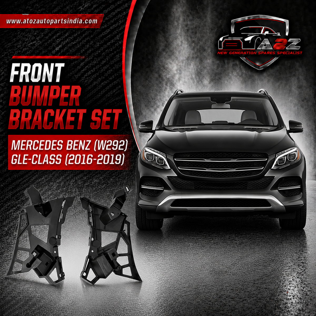 Front Bumper Bracket Left 2926200100 & Right 2926200200 Compatible With Mercedes Benz (W292) GLE-Class (2016-2019) Tag No.1002