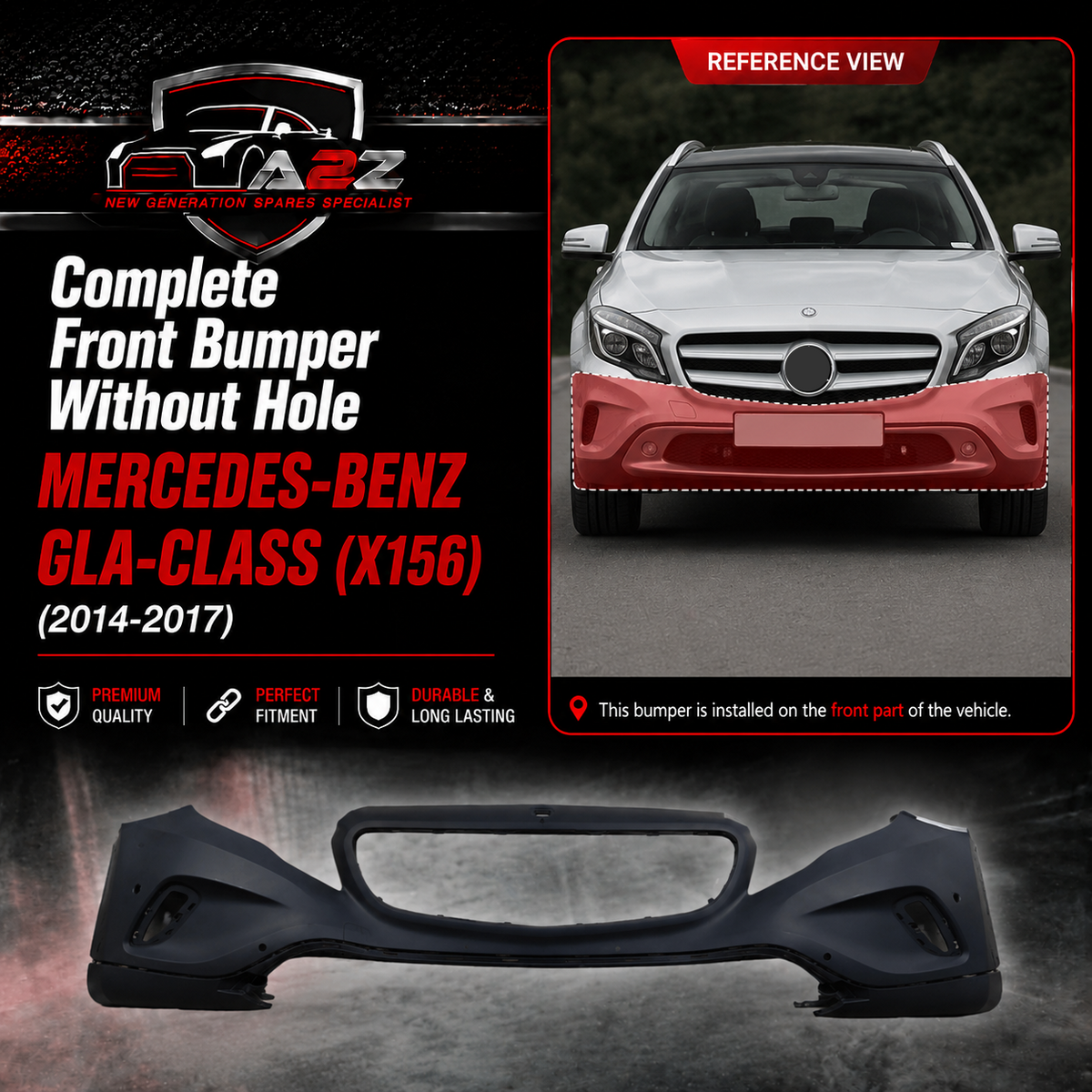 Complete Front Bumper Without Hole A1568800940 1568800940 Compatible With MERCEDES-BENZ GLA-CLASS (X156) (2014-2017) Tag No.211B