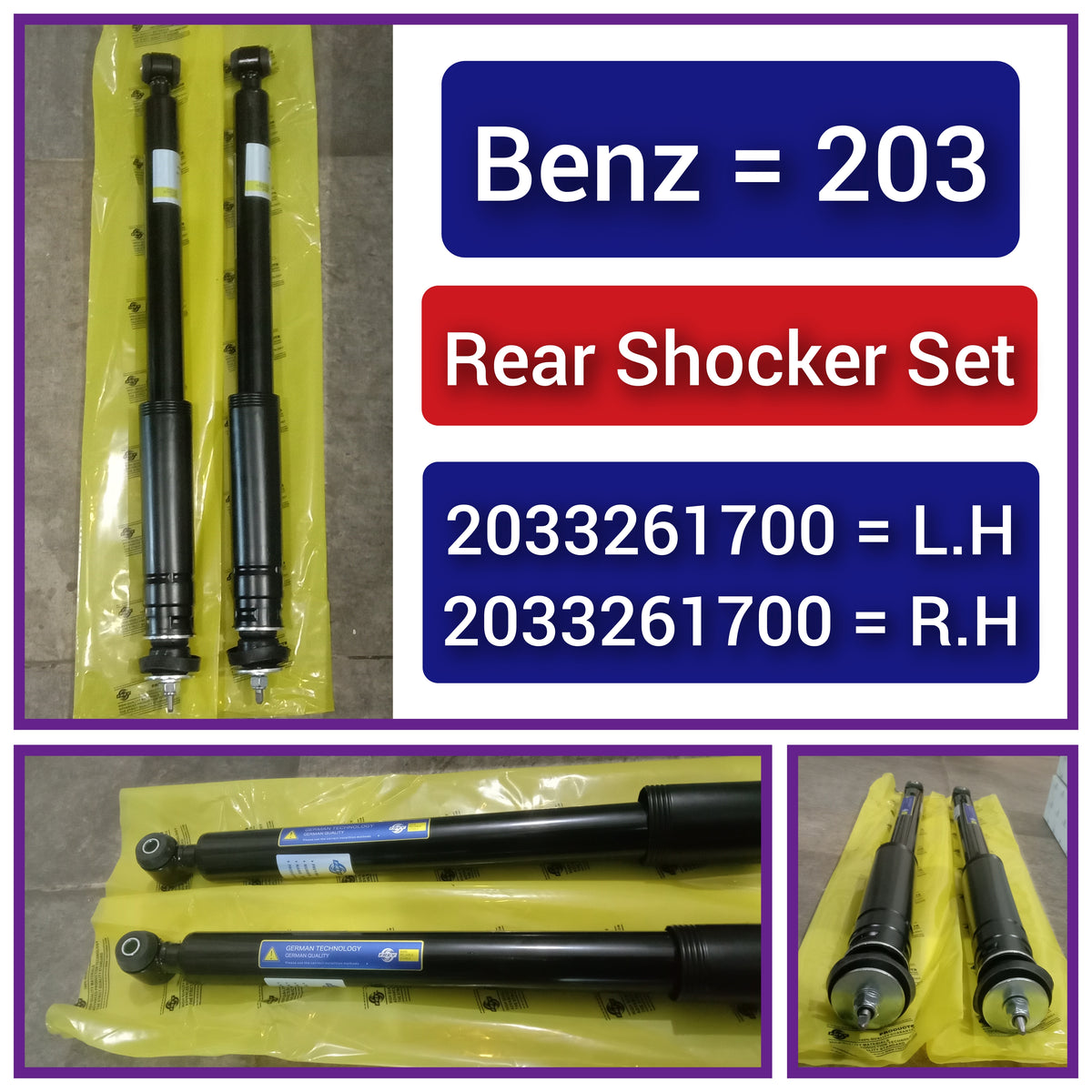 Rear (Left & Right Same) Shock Absorber 2033261700 Compatible With MERCEDES-BENZ C-CLASS (W203) & C-CLASS Coupe (CL203) & CLK (C209) (1PCS)