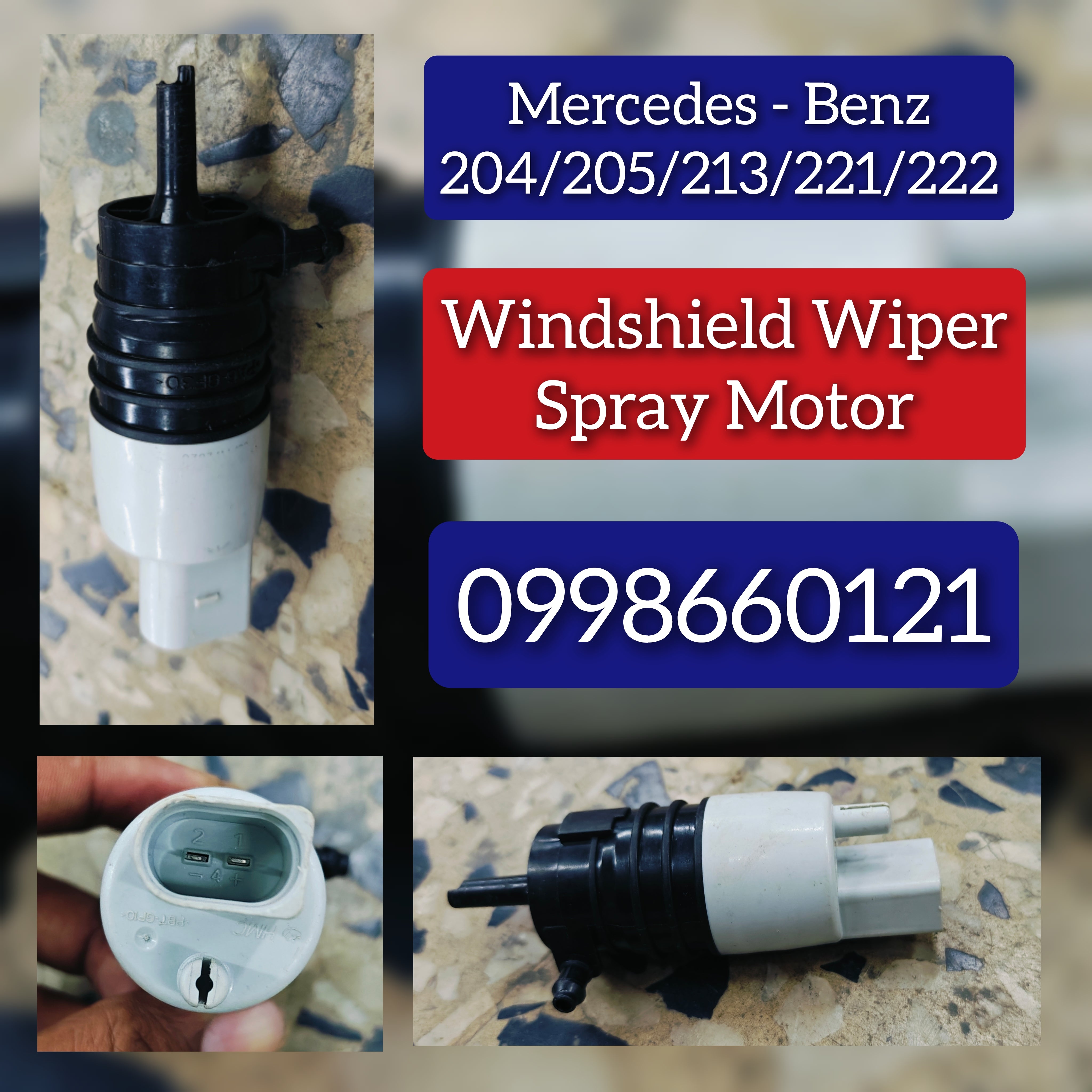 Wiper Washer Pump Motor A0998660121 Compatible With MERCEDES-BENZ C-CLASS (W205) & C-CLASS (W206) & E-CLASS W213