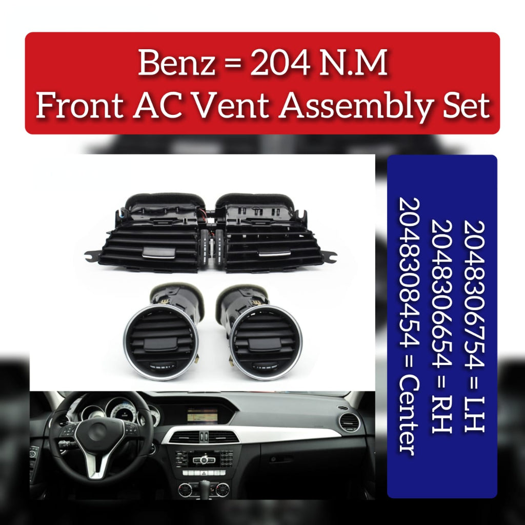 Ac Vent Grille Assembly Center 2048308454 & Right 2048306654 & Left 2048306754 2048306254-1 Compatible With MERCEDES BENZ C-CLASS W204 2011-2014