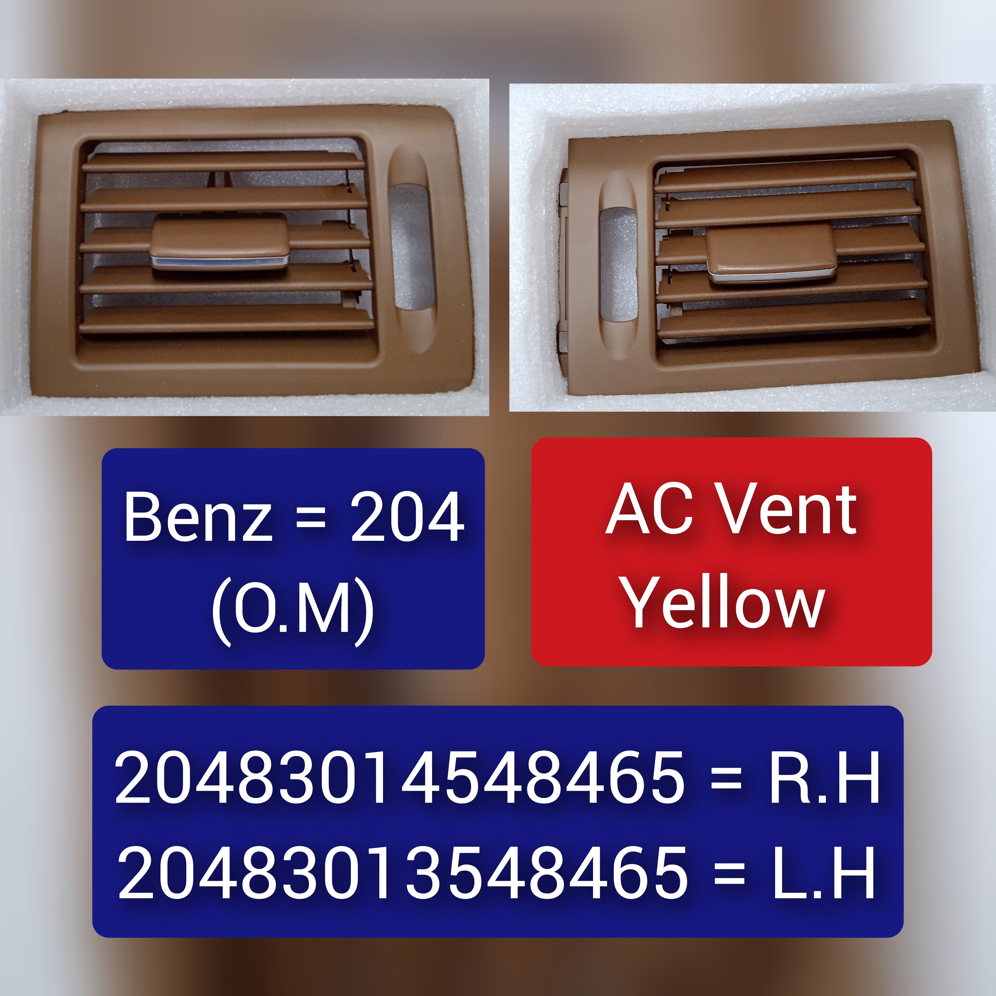 Ac Vent Grille Set Left/Right 20483014548465 Compatible with Mercedes & Mercedes Benz C CLASS W204