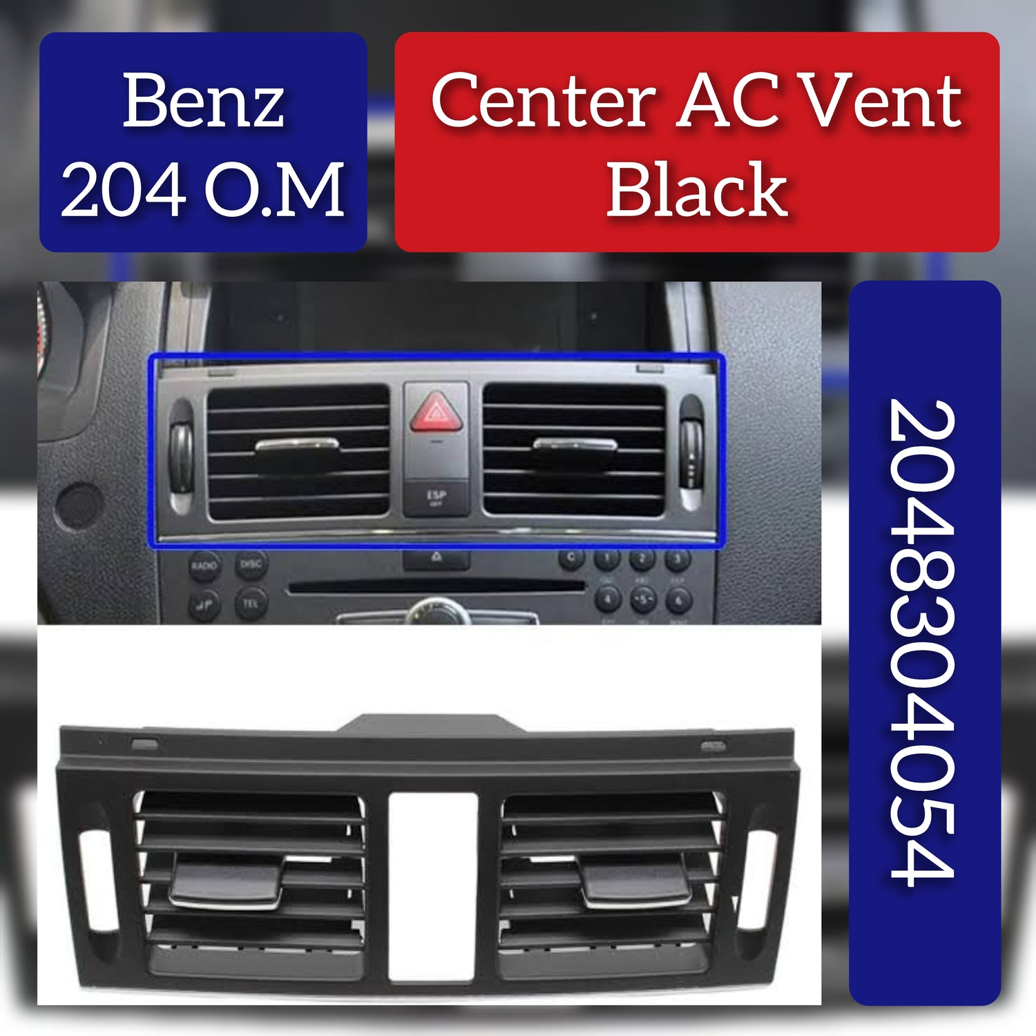 AC Grill vent (center) A2048304054 2048304054 Compatible With Mercedes Benz W204 S204 2008-2012