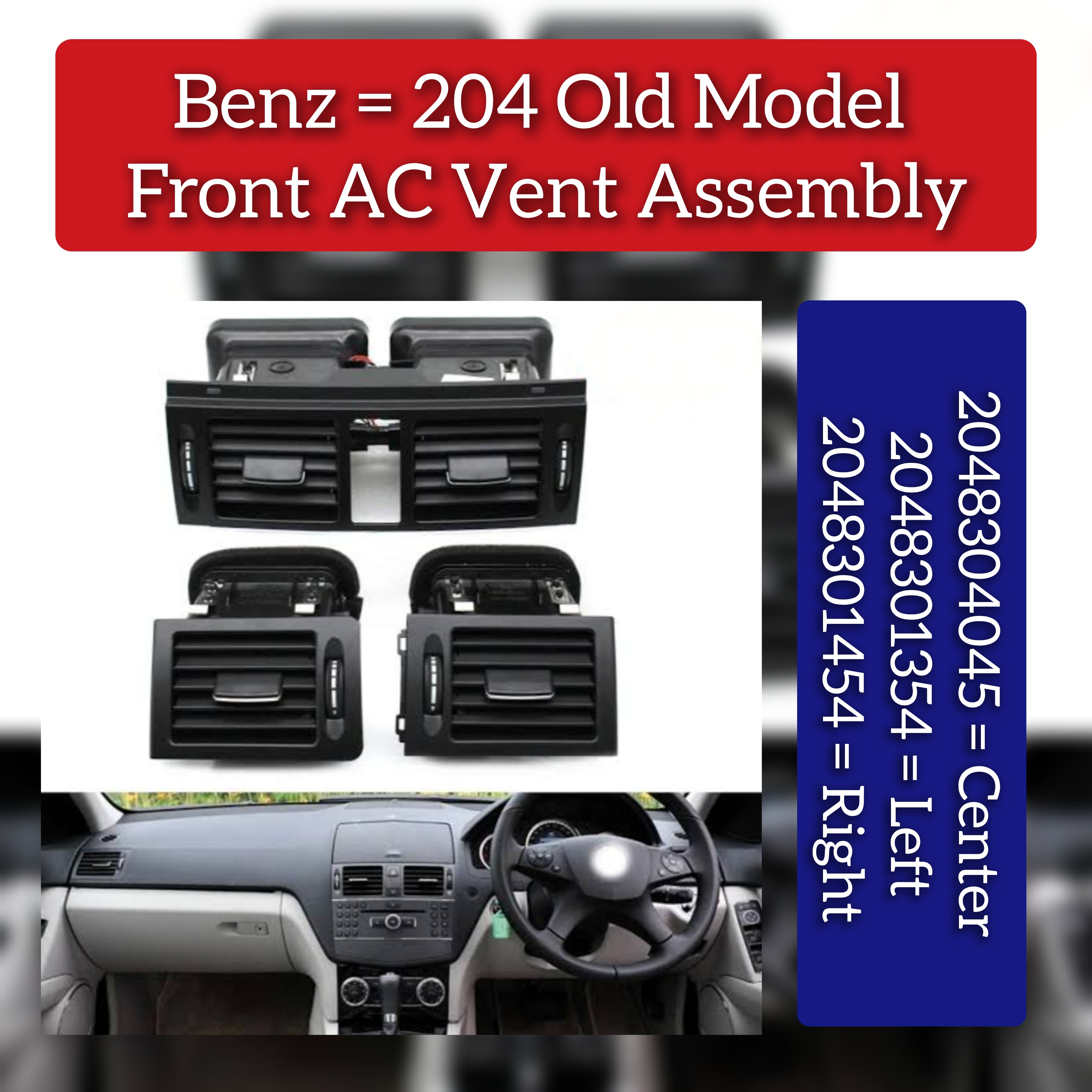 Ac Vent Grille Left 2048301354-9116 2048301354-8465 & Right  2048301454-9116  2048301454-8465 Compatible With MERCEDES BENZ C-CLASS W204 2007-2011