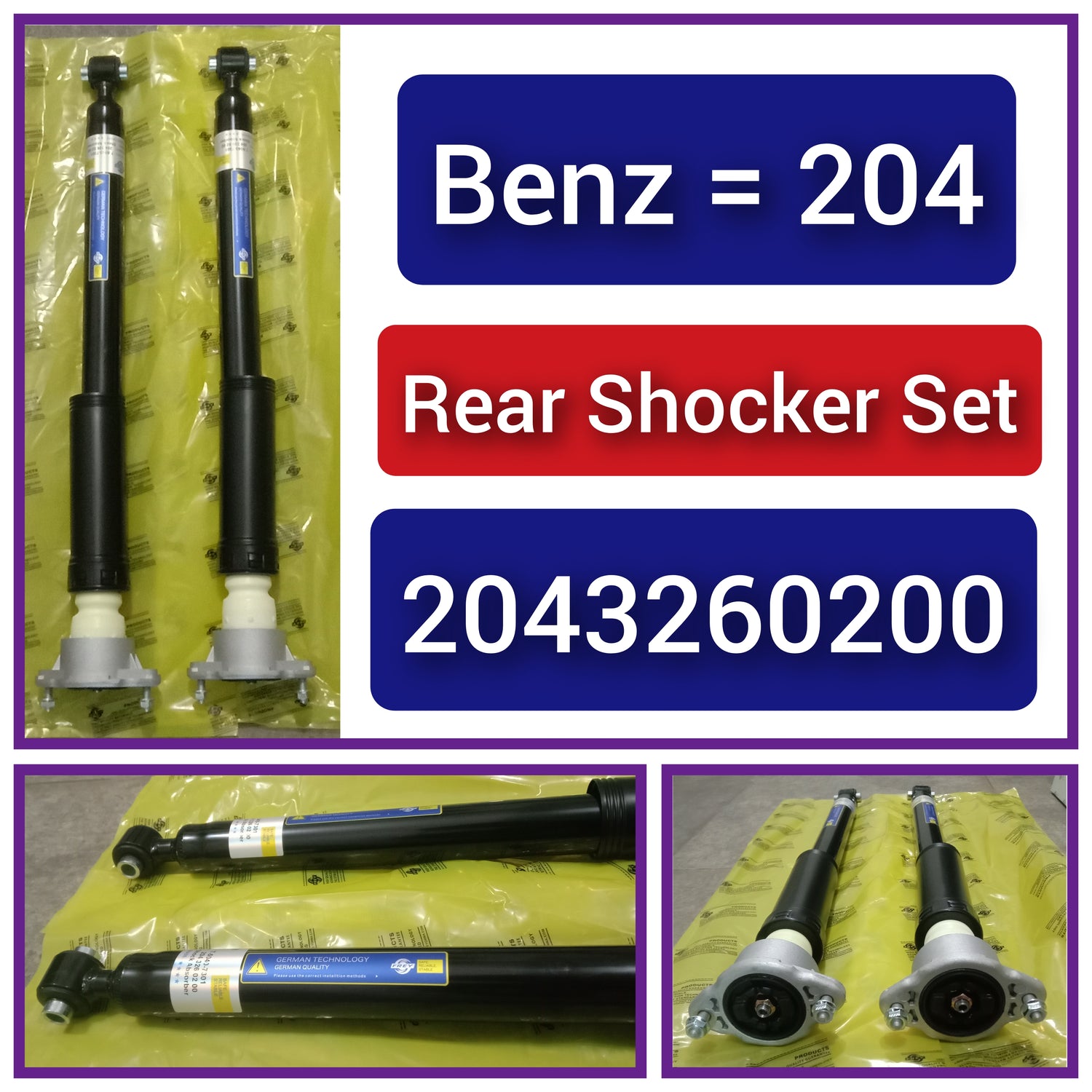 Rear (Left & Right Same) Shock Absorber 2043201231 2043260200 2043260900 2043262800 2043263500 2043263700 2073204530 Compatible With MERCEDES-BENZ C-CLASS (W204) (1PCS)
