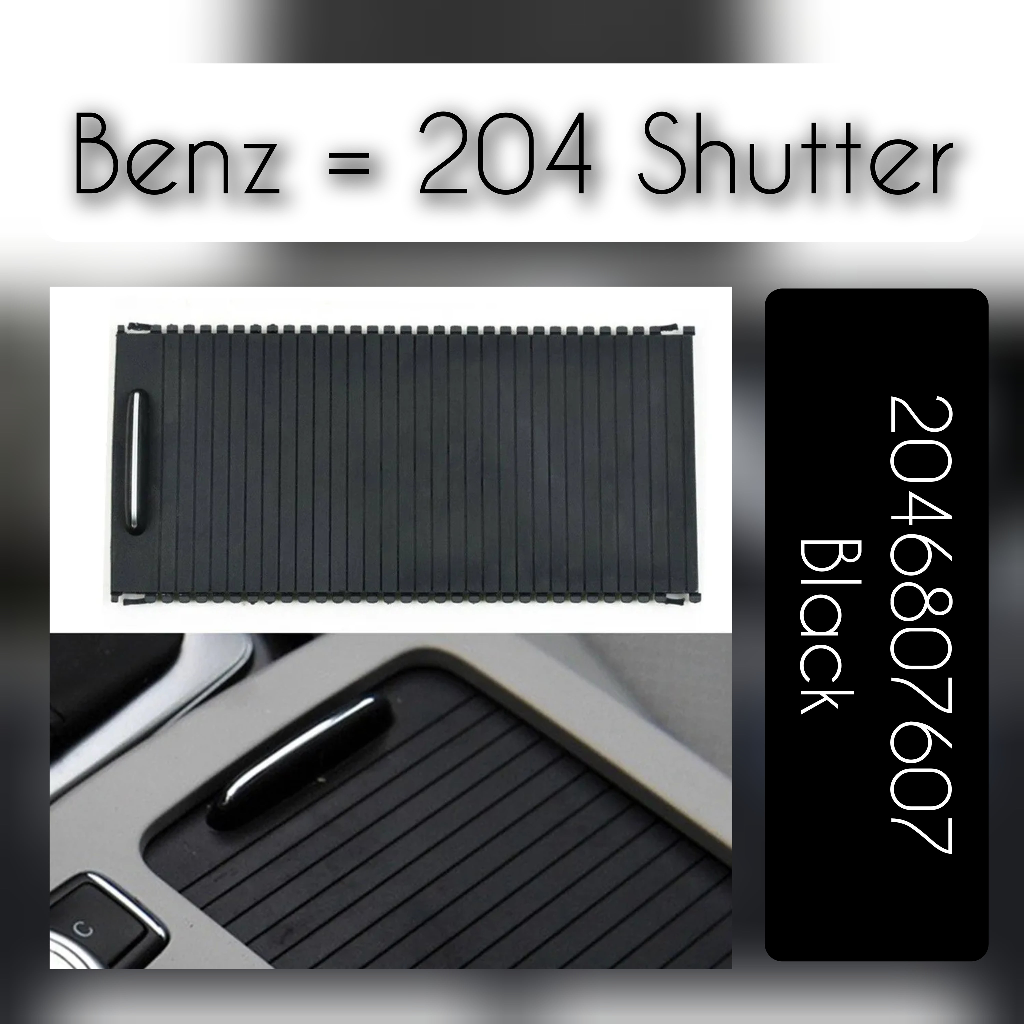 Black Central Console Drink Water Cup Holder Cover Shutter Roller Trim 2046807607-9051 Compatible With MERCEDES BENZ C-CLASS W204