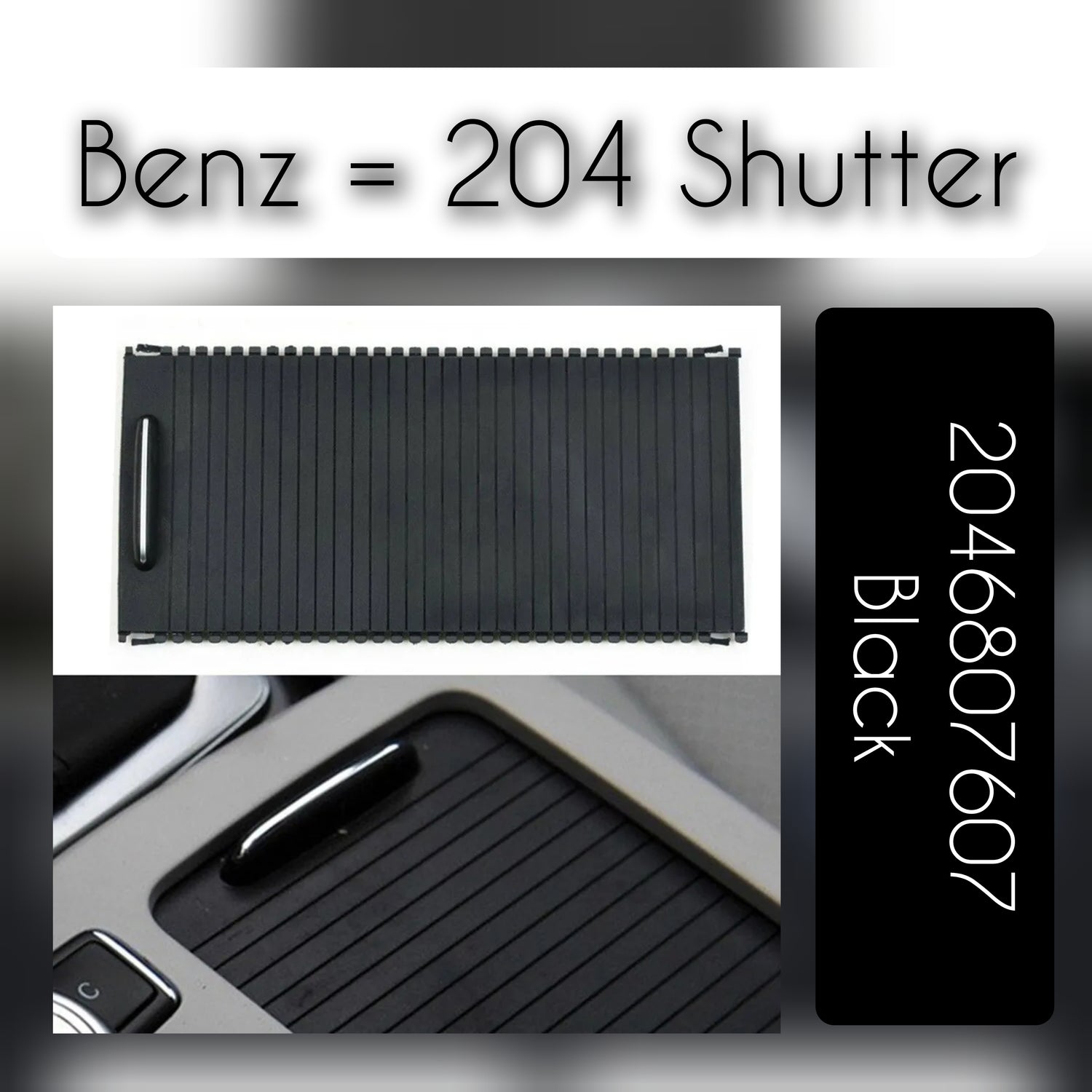 Black Central Console Drink Water Cup Holder Cover Shutter Roller Trim 2046807607-9051  2046804708 -9051  20468076079051  Compatible With MERCEDES BENZ C-CLASS W204